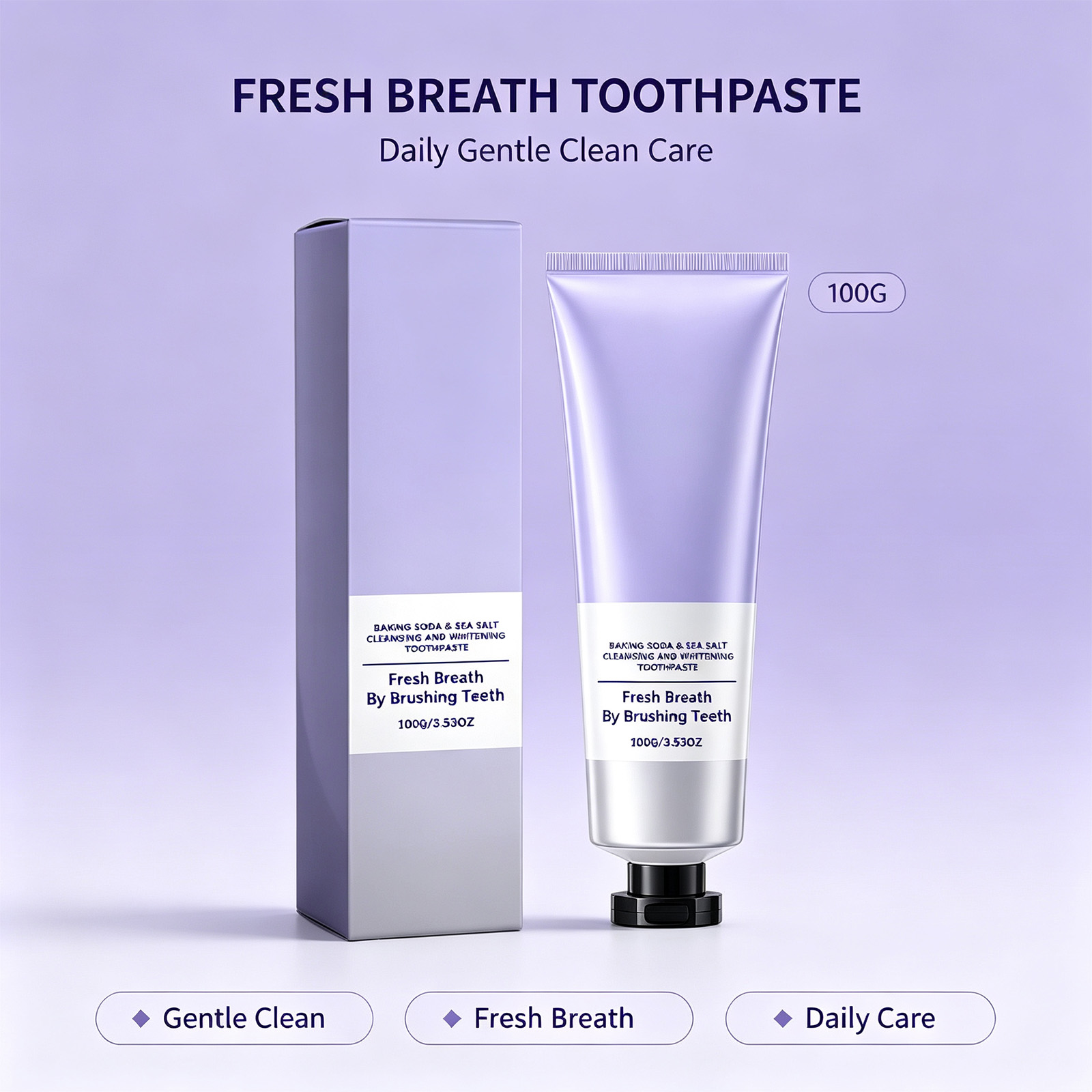 Teeth Whitening With Baking Soda - 重曹と海塩の歯磨き粉 ディープクレンジング フレッシュな息 口内汚れの軽減に役立つ 優しく美白効果のある毎日のオーラルケア 100g