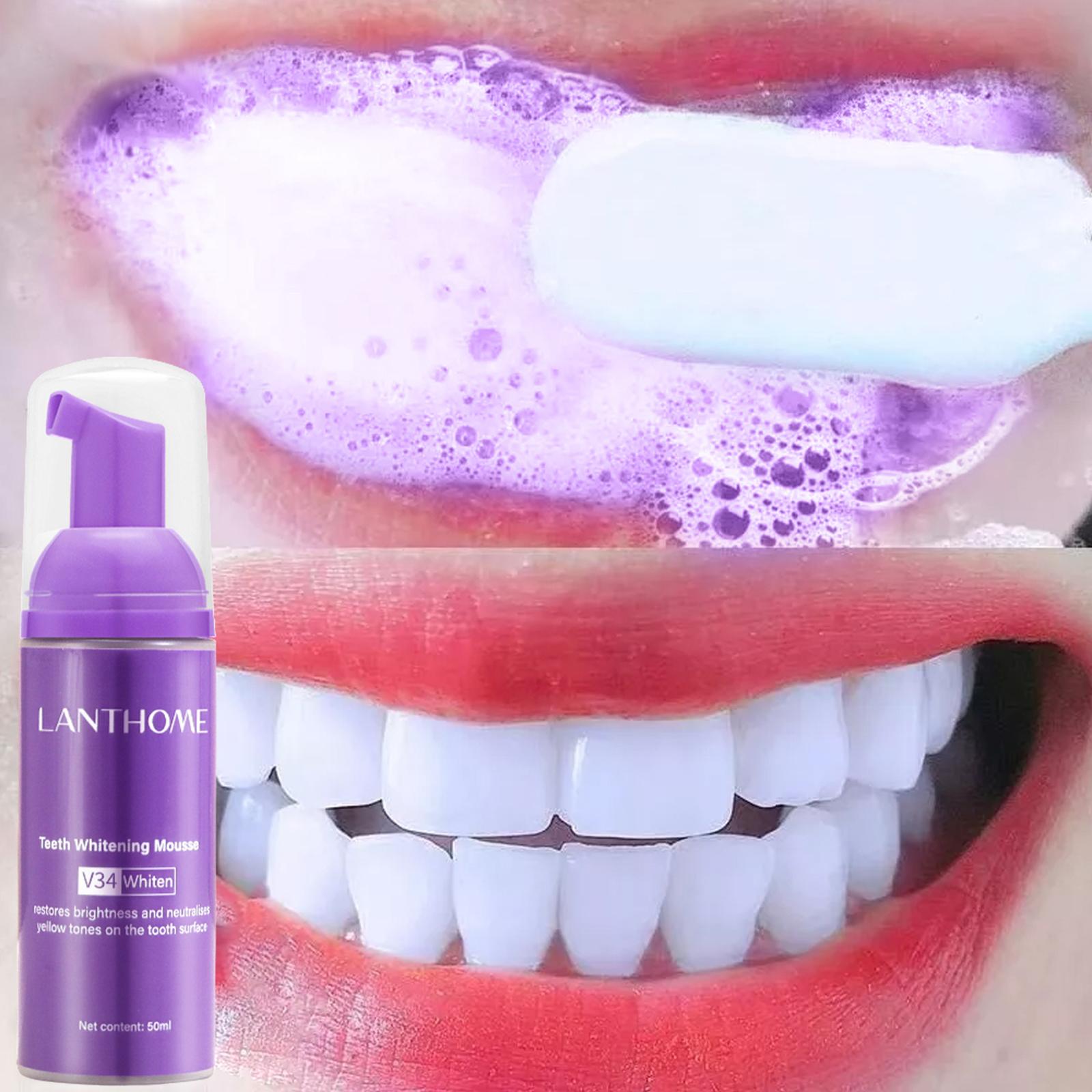 Teeth Whitening Foam Toothpaste - 50MLTeeth ホワイトニングムース汚れを除去新鮮な息歯歯磨き粉衛生ムースホワイトニング歯フォームクリーニング口腔 N8P2