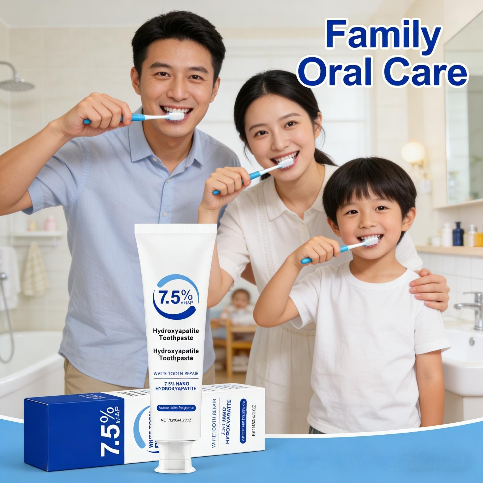 Teeth Whitening Foam Toothpaste - ナノハイドロキシアパタイト歯磨き粉 - ミント風味、息スッキリ、敏感な歯用、ホワイトニング、コーヒー＆紅茶の汚れ除去、豊かな泡立ち