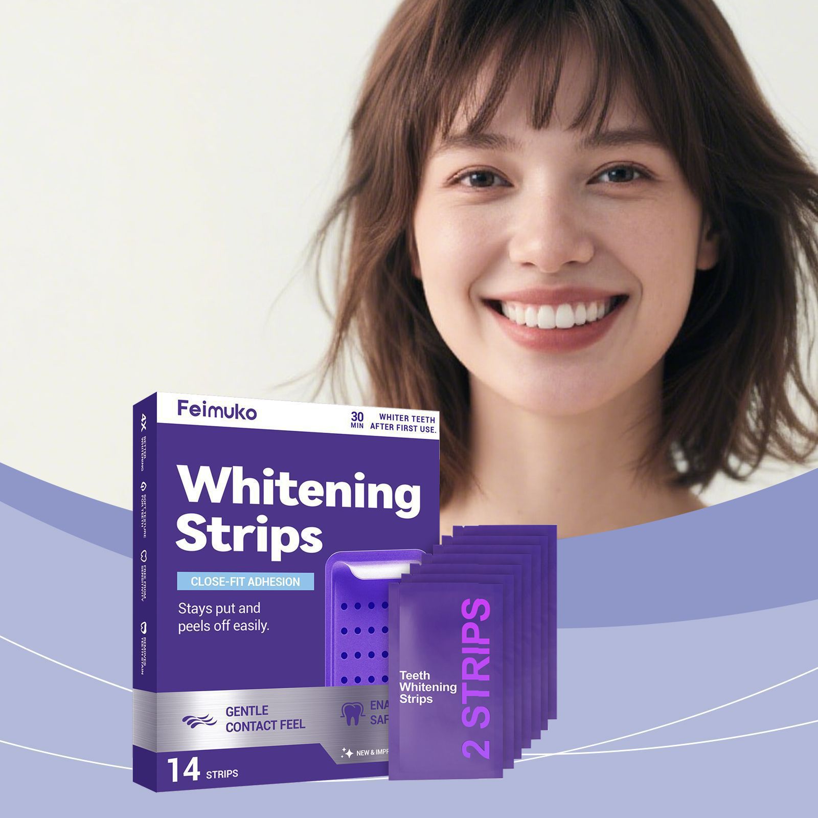 紫色の歯のホワイトニングストリップで、歯の黄ばみを改善し、歯 - Teeth Whitening Foam Toothpaste のレビューと価格