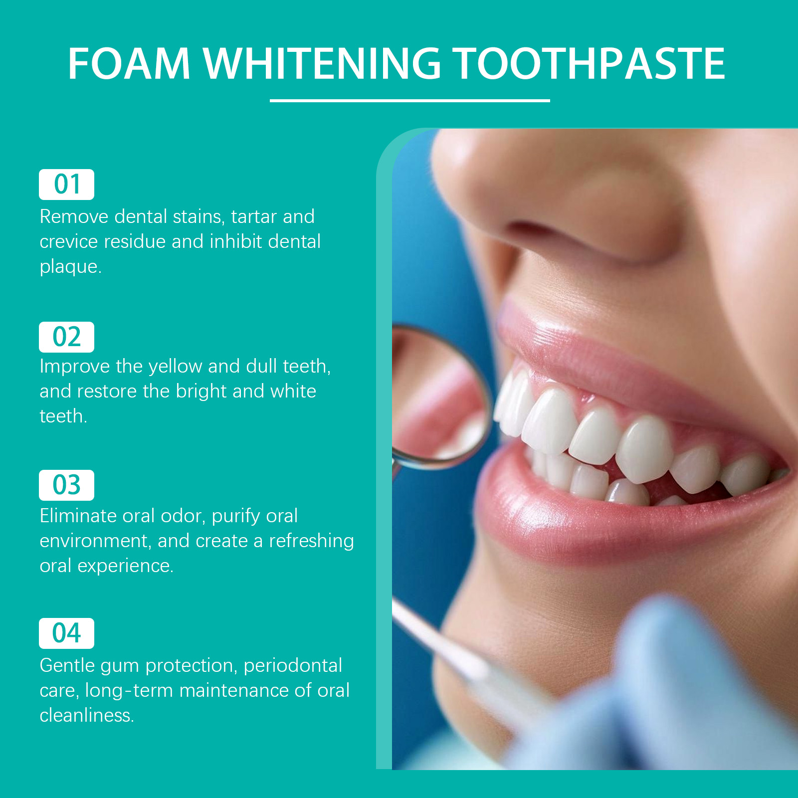 歯のホワイトニング効果のある泡状歯磨き粉。歯垢を除去し、虫歯 - Teeth Whitening Foam Toothpaste のレビューと価格