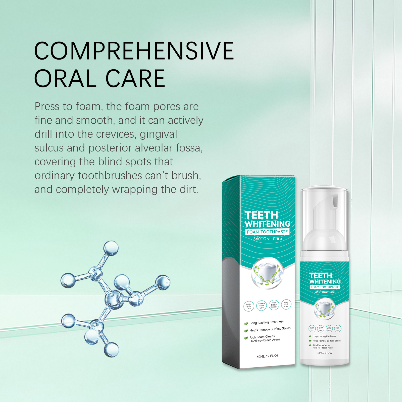 歯のホワイトニング効果のある泡状歯磨き粉。歯垢を除去し、虫歯 - Teeth Whitening Foam Toothpaste のレビューと価格