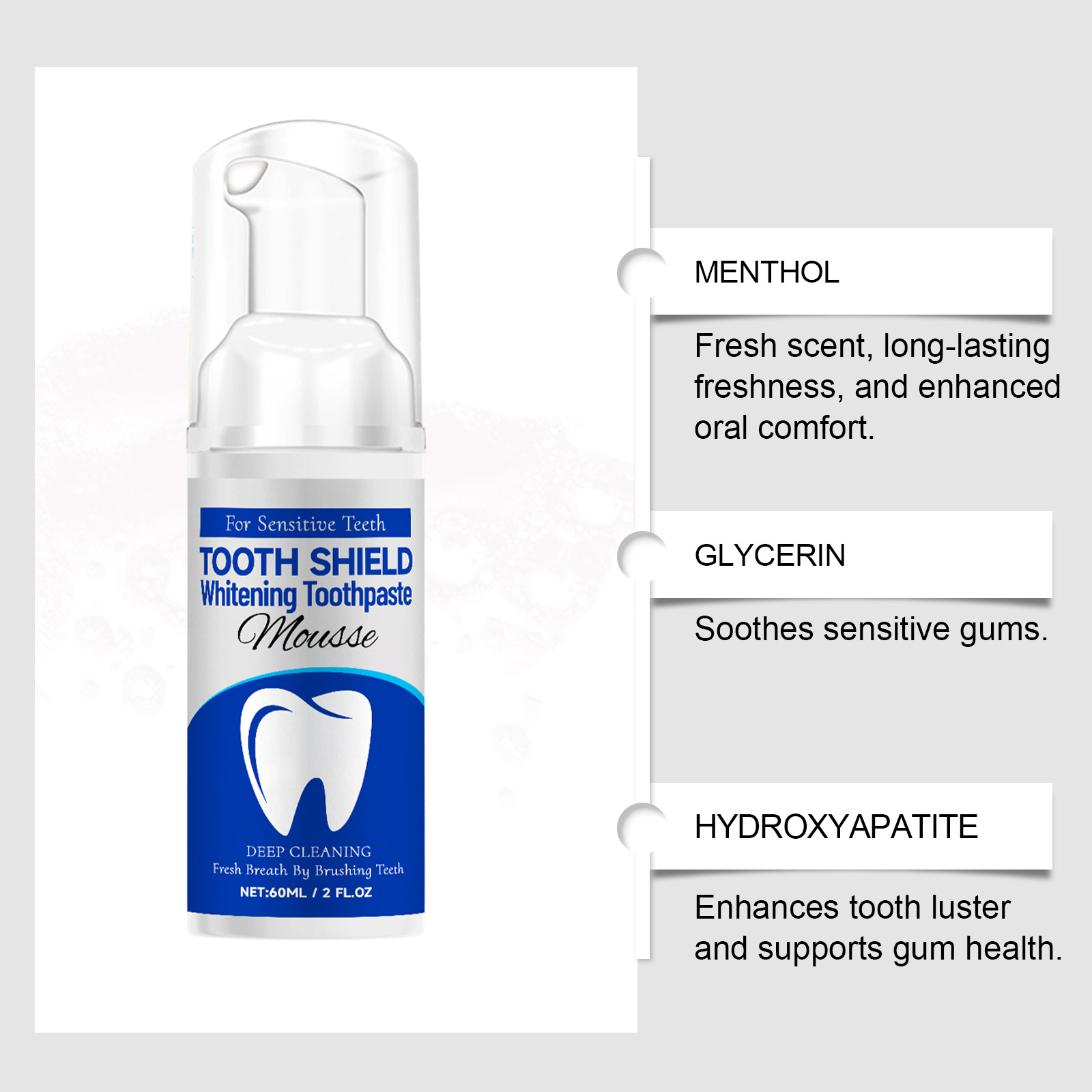 ハイドロキシアパタイト配合 ブライトホワイトニング歯磨き粉  - Teeth Whitening Foam Toothpaste のレビューと価格