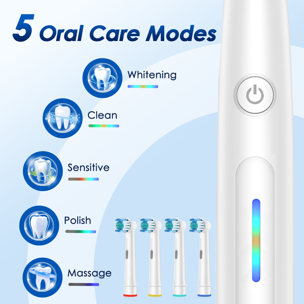 電動歯ブラシ、5つのモードを搭載、充電式、超音波振動、IP6 - Electric Toothbrush Sonic のレビューと価格