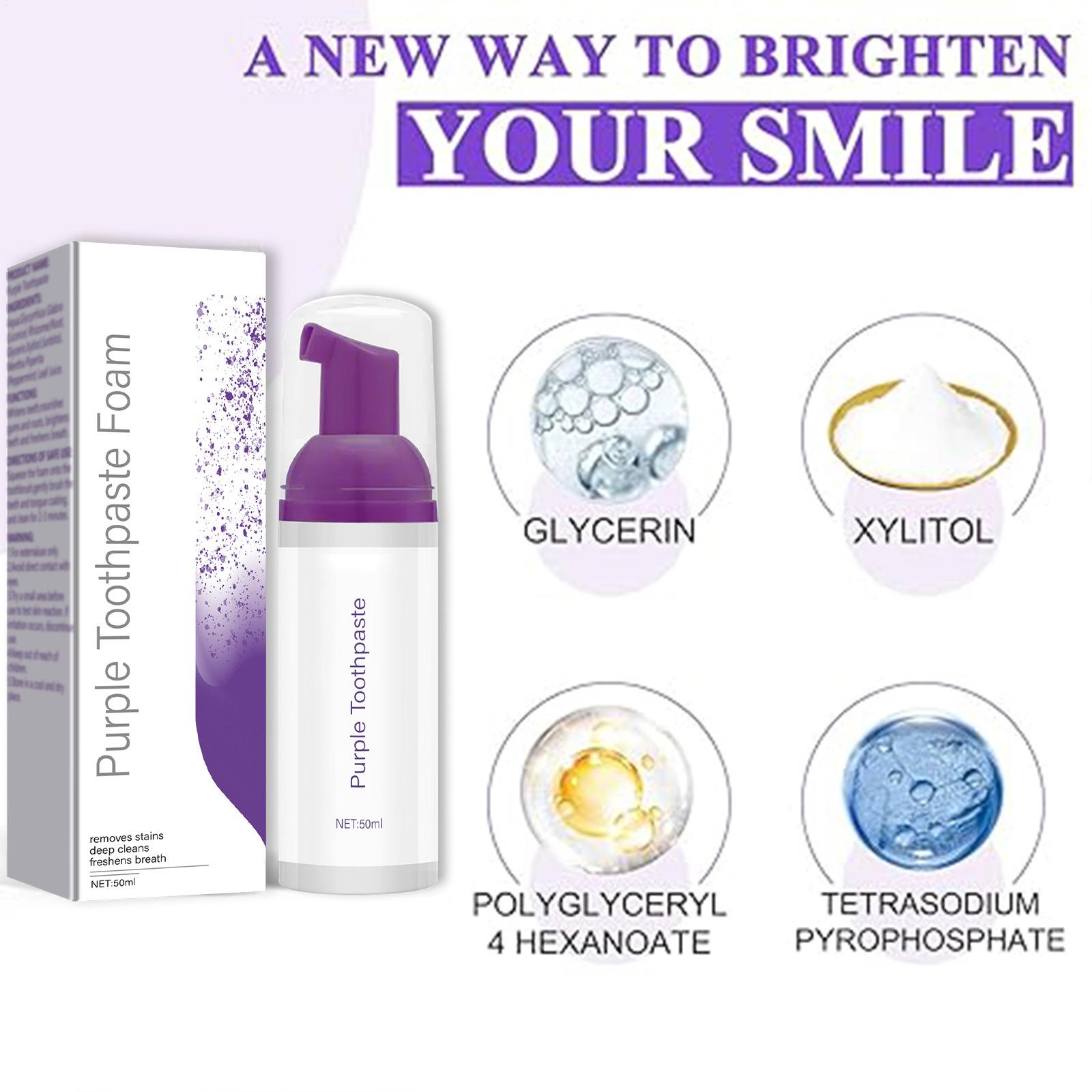 50ml パープルホワイトニング歯磨き粉 パープルフォーム歯 - Teeth Whitening Foam Toothpaste のレビューと価格