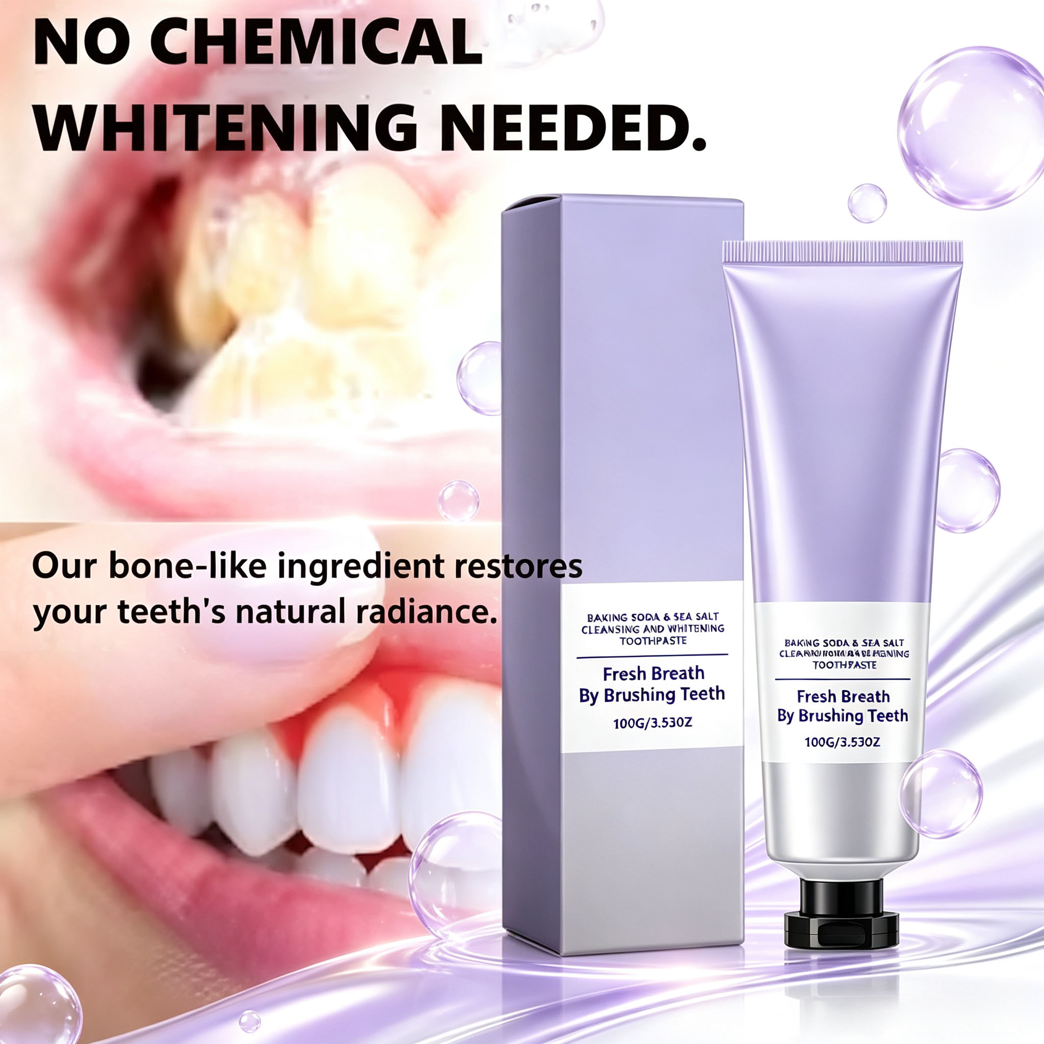 重曹と海塩の歯磨き粉、ディープクレンジング、歯のホワイトニン - Teeth Whitening With Baking Soda のレビューと価格