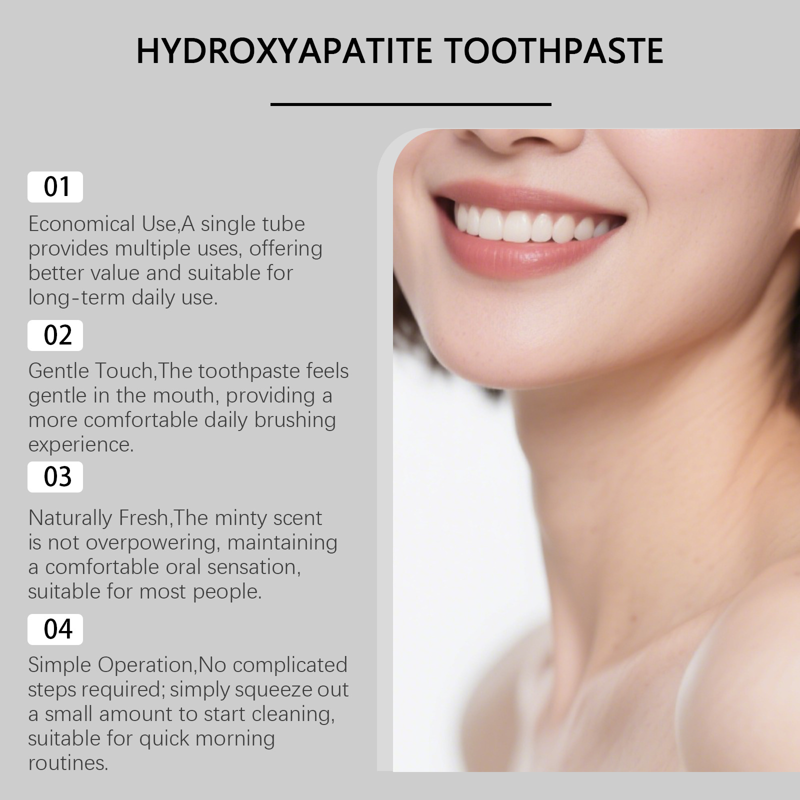 7.5% ハイドロキシアパタイト配合 ペパーミント歯磨き粉  - Teeth Whitening Foam Toothpaste のレビューと価格