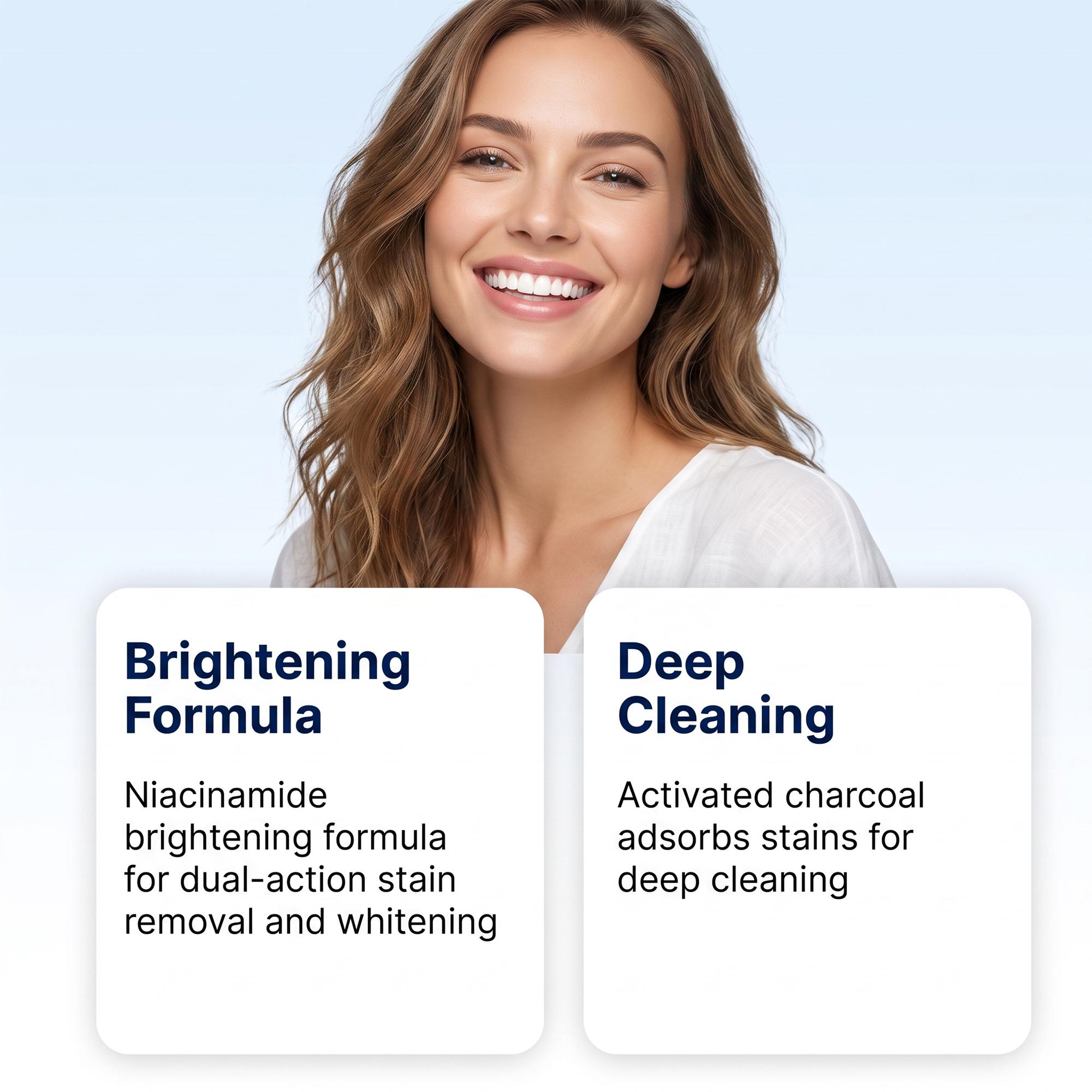 ナイアシンアミド配合の泡状美白歯磨き粉 | 黄ばんだ歯を正し - Teeth Whitening Foam Toothpaste のレビューと価格